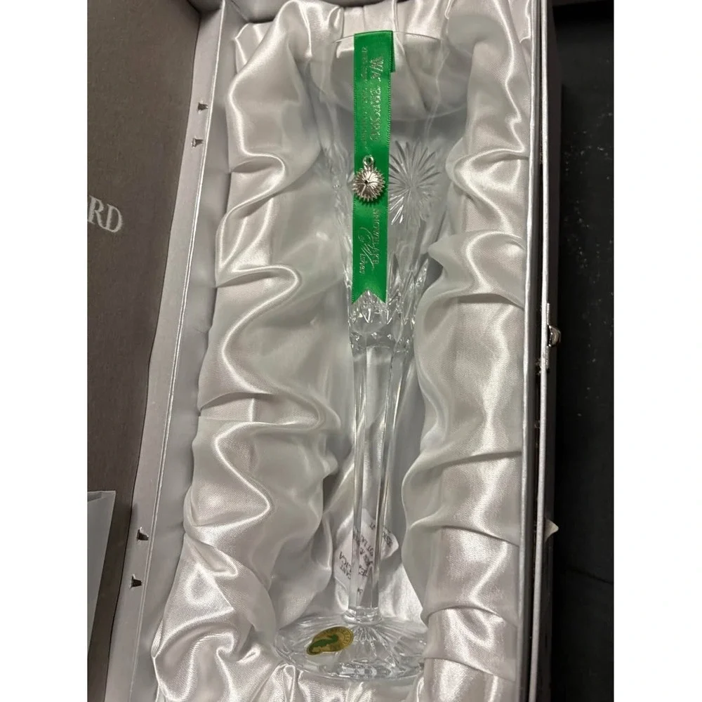 Waterford Snowflake Wishes Courage Crystal Champagne Flutes Pair Unused w/ Box